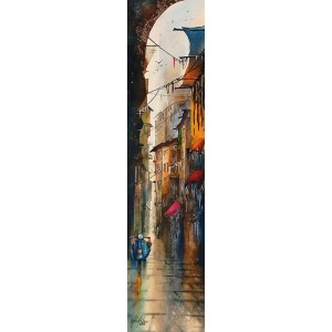 Aisha Khan, 09 x 30 Inch, Watercolor on Paper, Cityscape Painting, AC-AHK-014